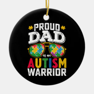 Adorno De Cerámica Orgulloso Papá De Una Familia Guerrera Del Autismo