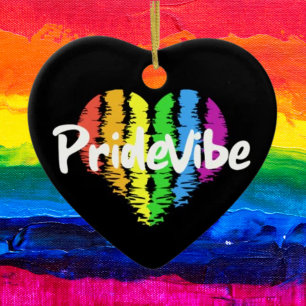 Adorno De Cerámica OrgulloVibe Corazón Arcoíris: Orgullo Atemporal