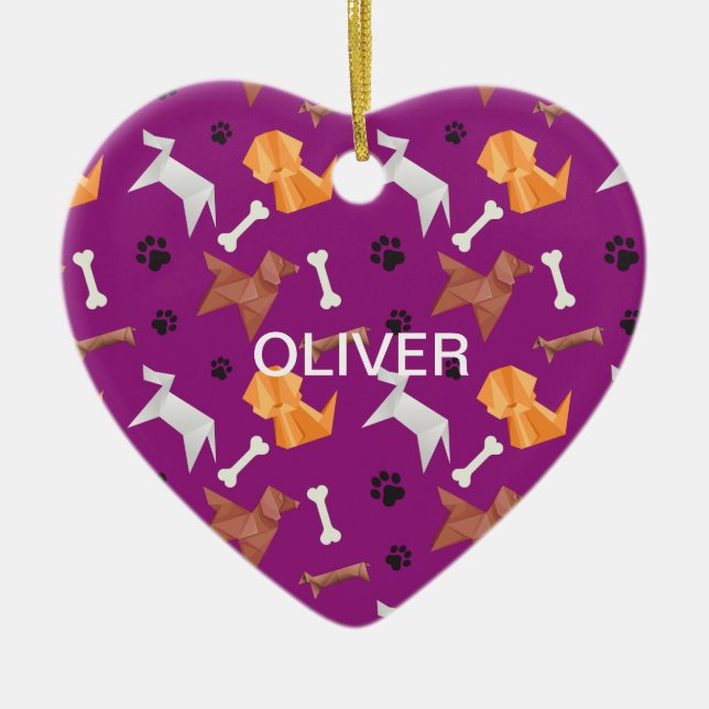 Adorno De Cerámica Origami Dogs 1 Foto Memorial (Frente)