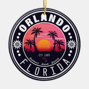 Adorno De Cerámica Orlando Florida Retro Sunset Tropical Souvenir 80
