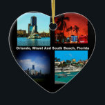 Adorno De Cerámica Orlando, Miami, South Beach Collage<br><div class="desc">Orlando Miami South Beach Collage producto de las áreas de viajes más famosas de Florida. Gran parte del estado de Florida está situado en una península entre el Golfo de México, el Océano Atlántico y el Estrecho de Florida. Esto se ve bien en cualquier producto y hace un maravilloso mantenimiento...</div>
