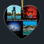 Adorno De Cerámica Orlando, Miami, South Beach Collage<br><div class="desc">Orlando Miami South Beach Collage producto de las áreas de viajes más famosas de Florida. Gran parte del estado de Florida está situado en una península entre el Golfo de México, el Océano Atlántico y el Estrecho de Florida. Esto se ve bien en cualquier producto y hace un maravilloso mantenimiento...</div>