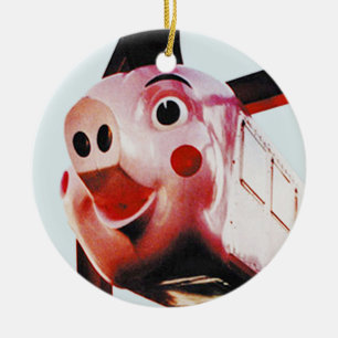 Adorno De Cerámica Orn original de cerdo rosado, rico, Navidades de A