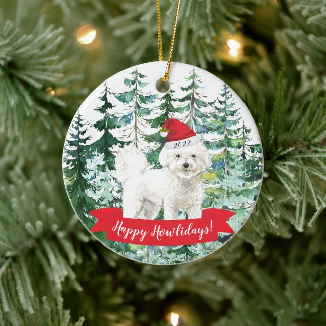 Adorno De Cerámica Ornamen, Navidades de perros de Bichon Frise (Árbol)
