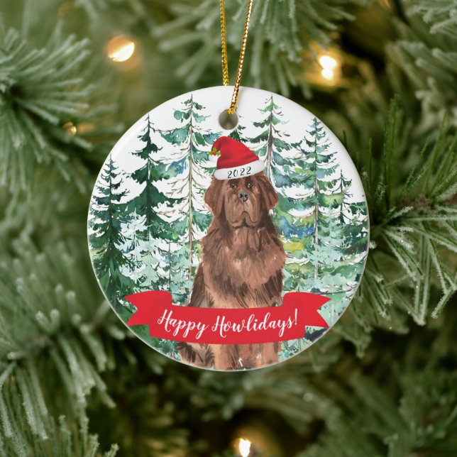 Adorno De Cerámica Ornamen, Navidades de perros de Terranova (Árbol)