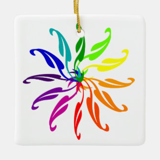 Adorno De Cerámica Ornament - Color Wheel Leaves