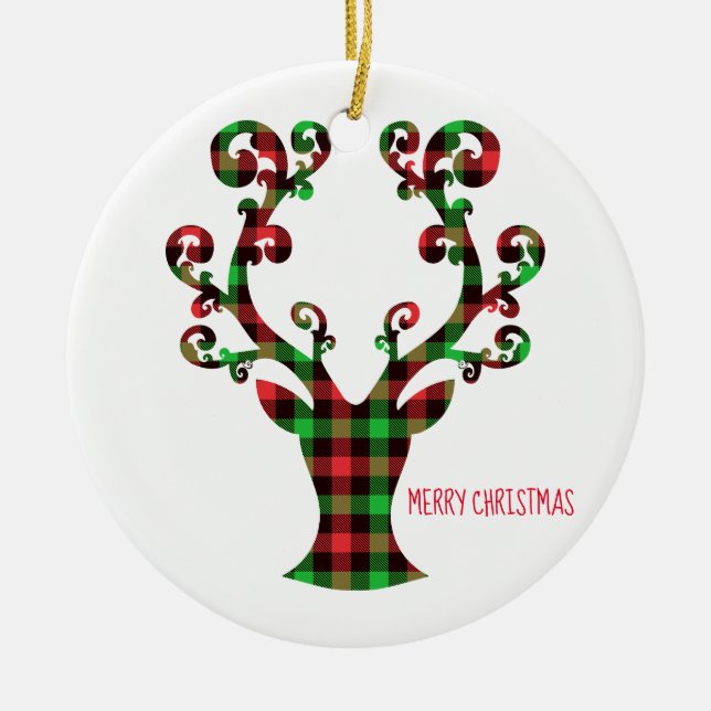 Adorno De Cerámica Ornament-Deer de Feliz Navidad (Frente)