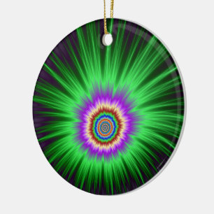 Adorno De Cerámica Ornament Green Star Burst