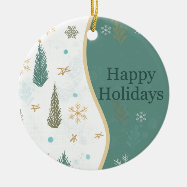 Adorno De Cerámica Ornament Happy Holidays (Frente)