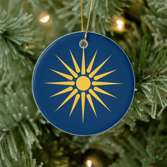 Adorno De Cerámica Ornament with flag of Macedonia, Greece (Árbol)