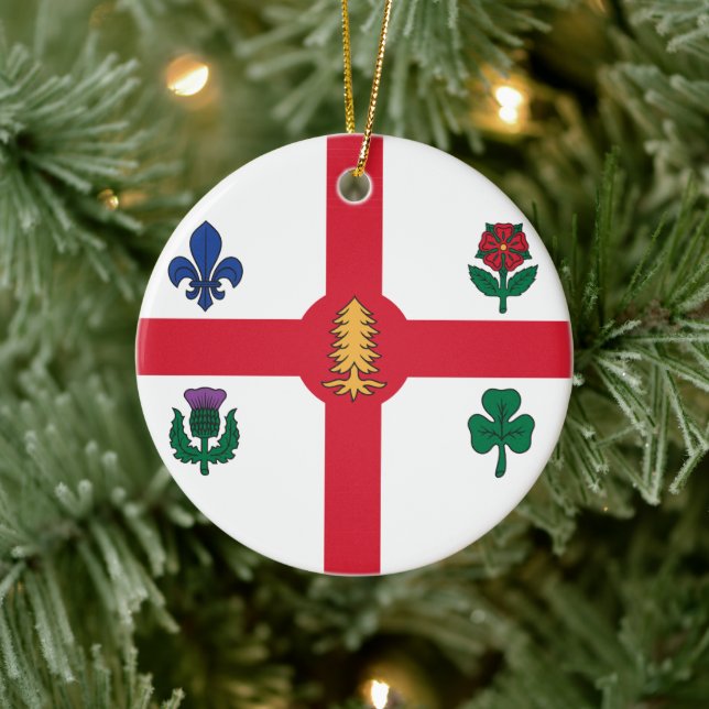 Adorno De Cerámica Ornament with flag of Montreal, Canada (Árbol)