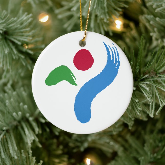 Adorno De Cerámica Ornament with flag of Seoul, South Korea (Árbol)