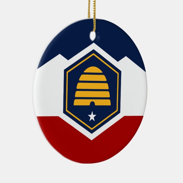 Adorno De Cerámica Ornament with flag of Utah, USA (Derecha)