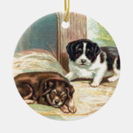 Adorno De Cerámica "Ornamento adorable de cachorros"