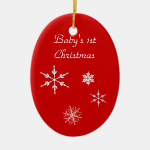 Adorno De Cerámica Ornamento--Bebé 1r con los copos de nieve