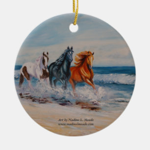 Adorno De Cerámica Ornamento, caballos en la resaca