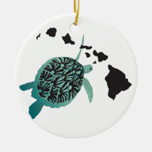Adorno De Cerámica ¡Ornamento cerámico de tortugas de las Islas Hawai