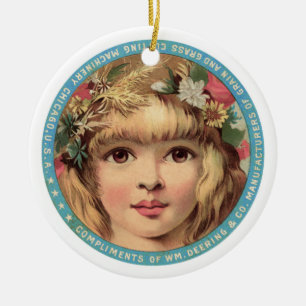 Adorno De Cerámica Ornamento, chica bonito con el anuncio del vintage