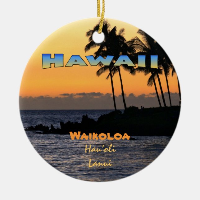 Adorno De Cerámica Ornamento: Crepúsculo En Waikoloa (Circle) (Frente)