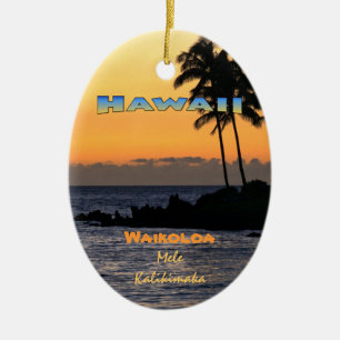 Adorno De Cerámica Ornamento: Crepúsculo En Waikoloa (Oval)
