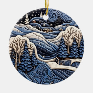 Adorno De Cerámica "Ornamento de las colinas de invierno suntuosas"