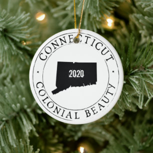 Adorno De Cerámica ¡Ornamento de Navidad personalizado de Connecticu