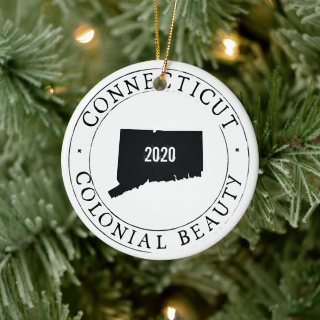 Adorno De Cerámica ¡Ornamento de Navidad personalizado de Connecticut (Árbol)