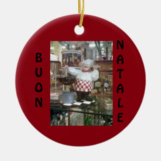 ADORNO DE CERÁMICA **ORNAMENTO DEL CHEF ITALIANO** DE NAVIDAD (Frente)