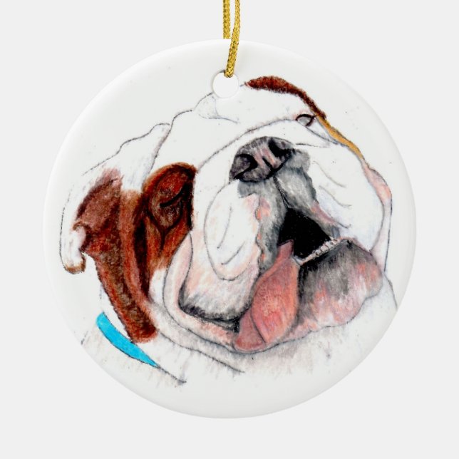 Adorno De Cerámica Ornamento, dibujo del bulldog (Frente)