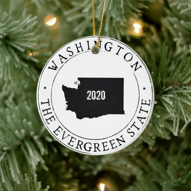 Adorno De Cerámica ¡Ornamento estatal de Washington personalizado! (Árbol)