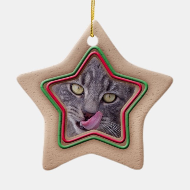 Adorno De Cerámica Ornamento, estrella, cookie, foto (Frente)