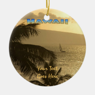 Adorno De Cerámica Ornamento: Lahaina Sunset #1 (Círculo)