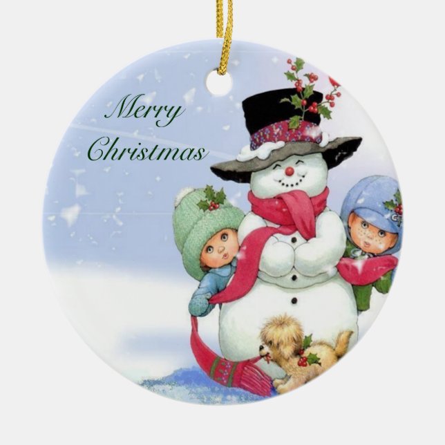 Adorno De Cerámica Ornamento:Ornamento de Navidad (Frente)