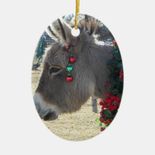 Adorno De Cerámica ¡Ornamento precioso del navidad del burro!