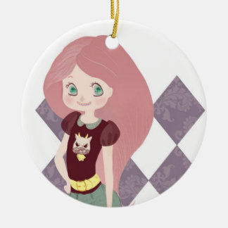 Adorno De Cerámica ¡Ornamento rosado del chica del pelo!