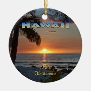 Adorno De Cerámica Ornamento: Waikoloa Sunset #1 (Círculo)