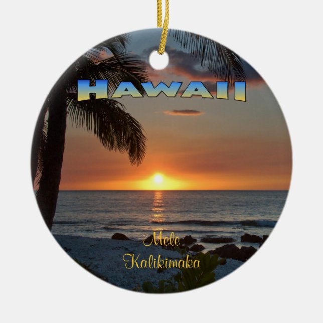 Adorno De Cerámica Ornamento: Waikoloa Sunset #1 (Círculo) (Frente)