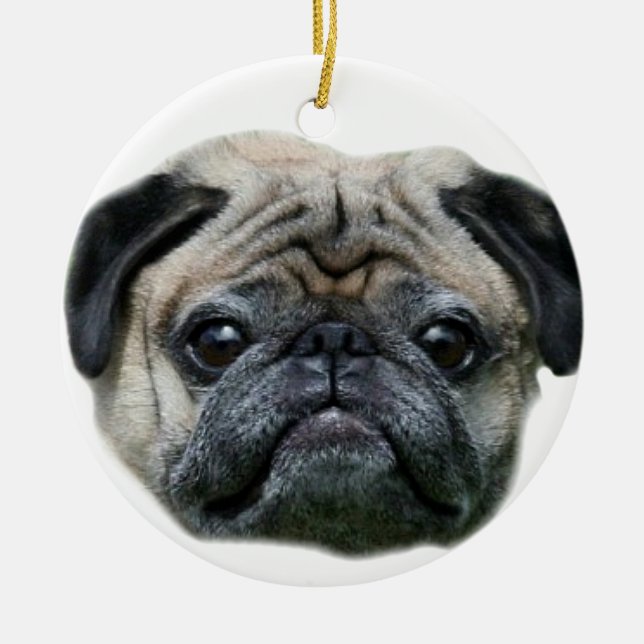 Adorno De Cerámica Ornamet de perro de pug (Frente)