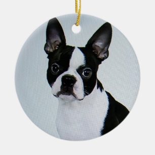 ADORNO DE CERÁMICA ORNAMIENTO DE BOSTON TERRIER