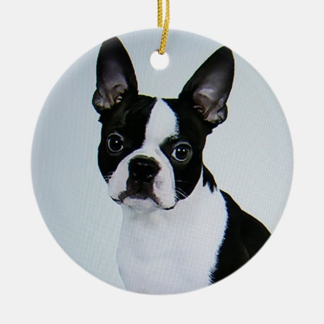 ADORNO DE CERÁMICA ORNAMIENTO DE BOSTON TERRIER (Frente)