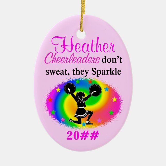 Adorno De Cerámica ORNAMIENTO DE CHEERLEADER CHRISTMAS personalizado (Frente)