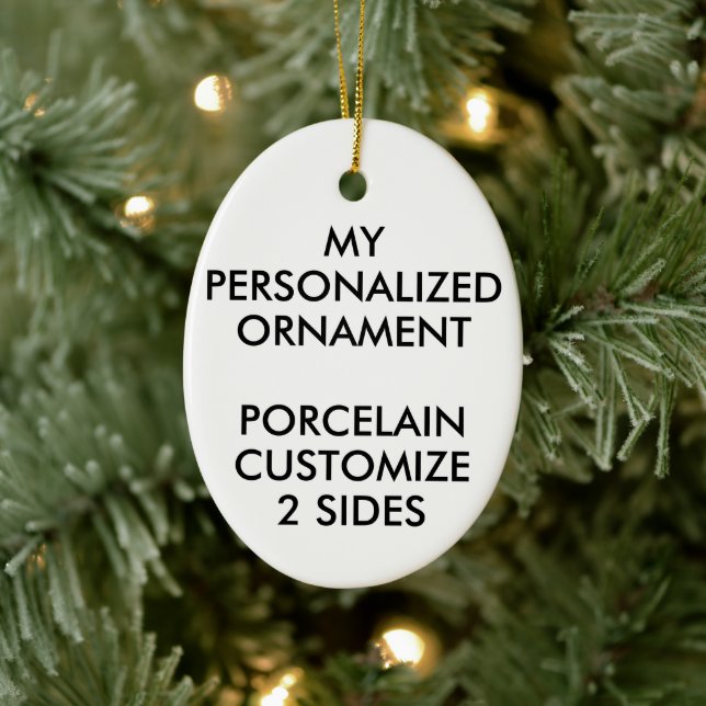 Adorno De Cerámica ORNAMIENTO DE FOTO DE PORCELAIN OVAL Personalizado (Árbol)