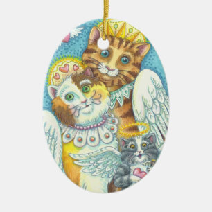 ADORNO DE CERÁMICA ORNAMIENTO DE NAVIDAD DE LOS ANGELES CAT PURRS