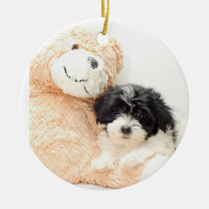 ADORNO DE CERÁMICA ORNAMIENTO DEL OSO SHITZU Y TEDDY