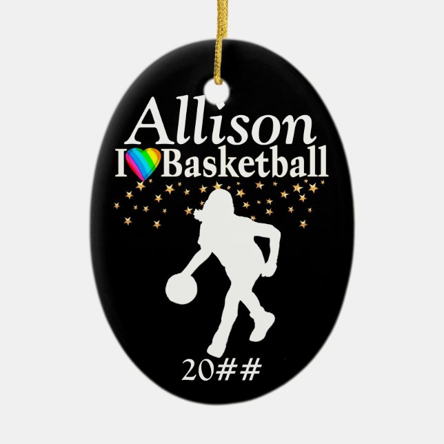 ADORNO DE CERÁMICA ORNAMIENTO PERSONALIZADO DE NAVIDAD DE BALONCESTO  (Frente)