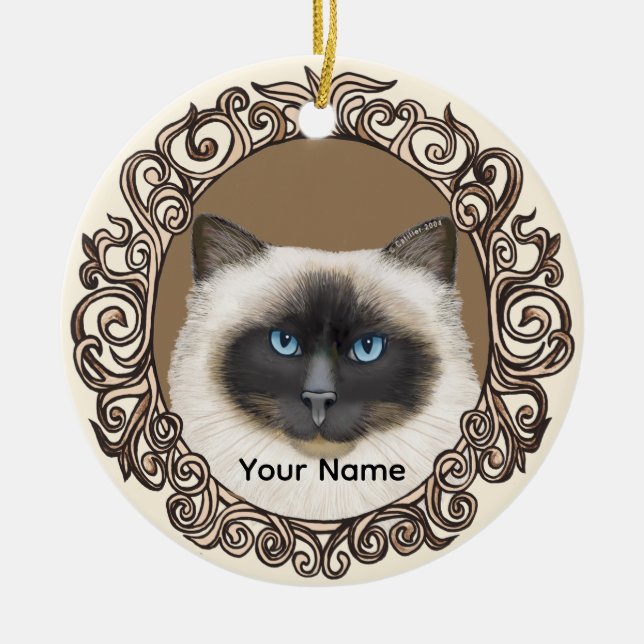 Adorno De Cerámica Ornate Birman Cat  Ornament (Frente)