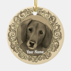 Adorno De Cerámica Ornate Dachshund