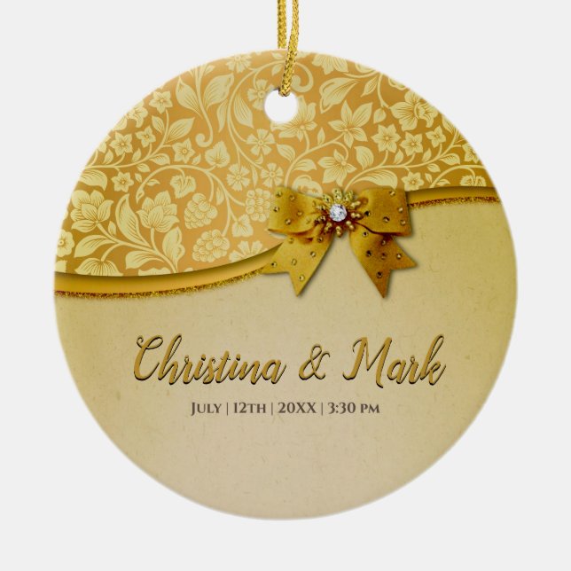 Adorno De Cerámica Ornate Elegant Retro Abstract Flores y hojas (Frente)