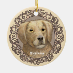 Adorno De Cerámica Ornate Golden Retriever