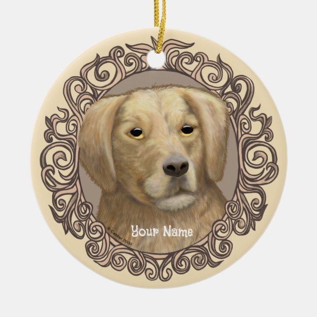 Adorno De Cerámica Ornate Golden Retriever (Frente)